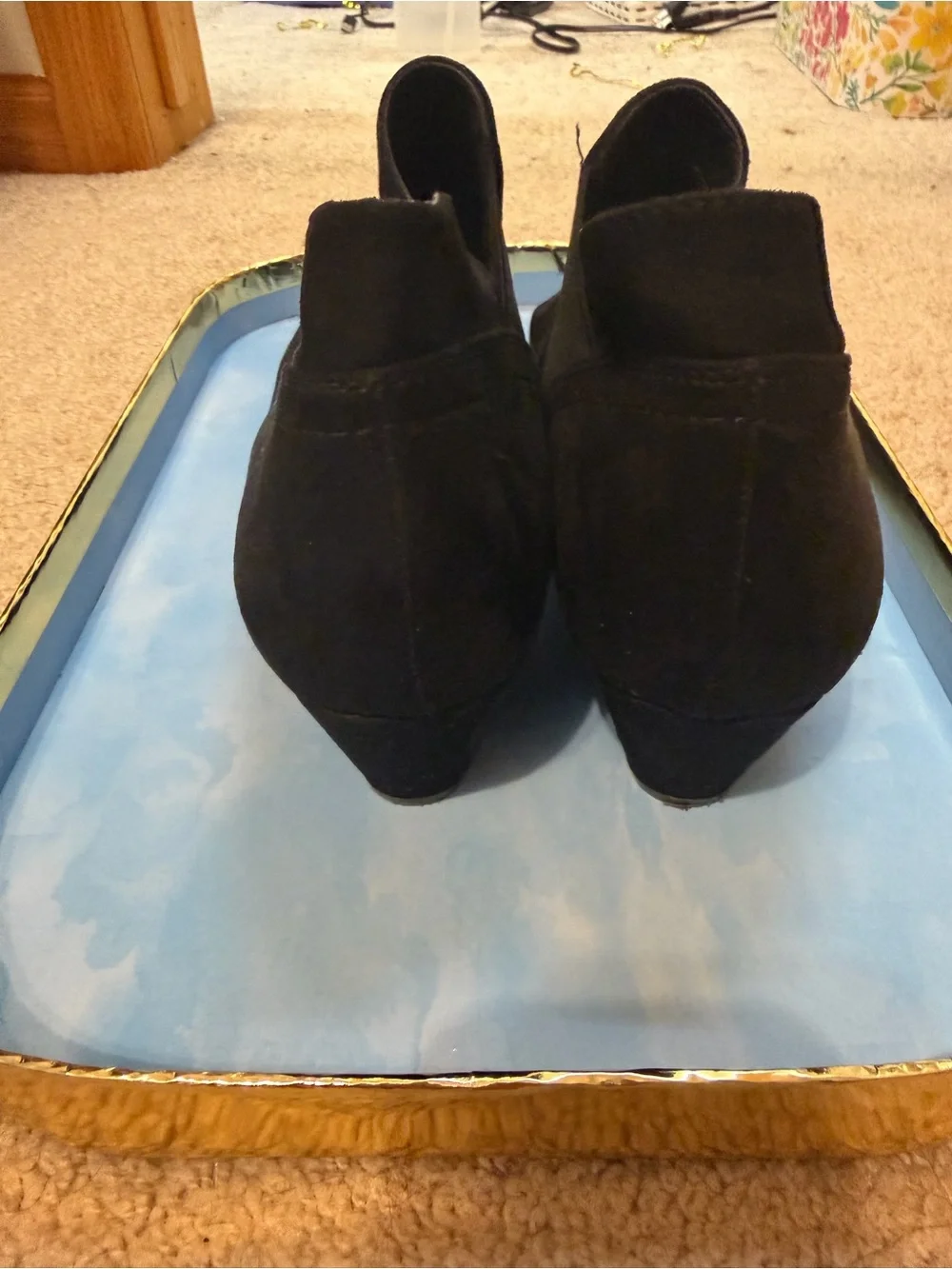 Like New Croft and Barrow Black Suede Chelsea Wedge Ankle Boots - Women size 10